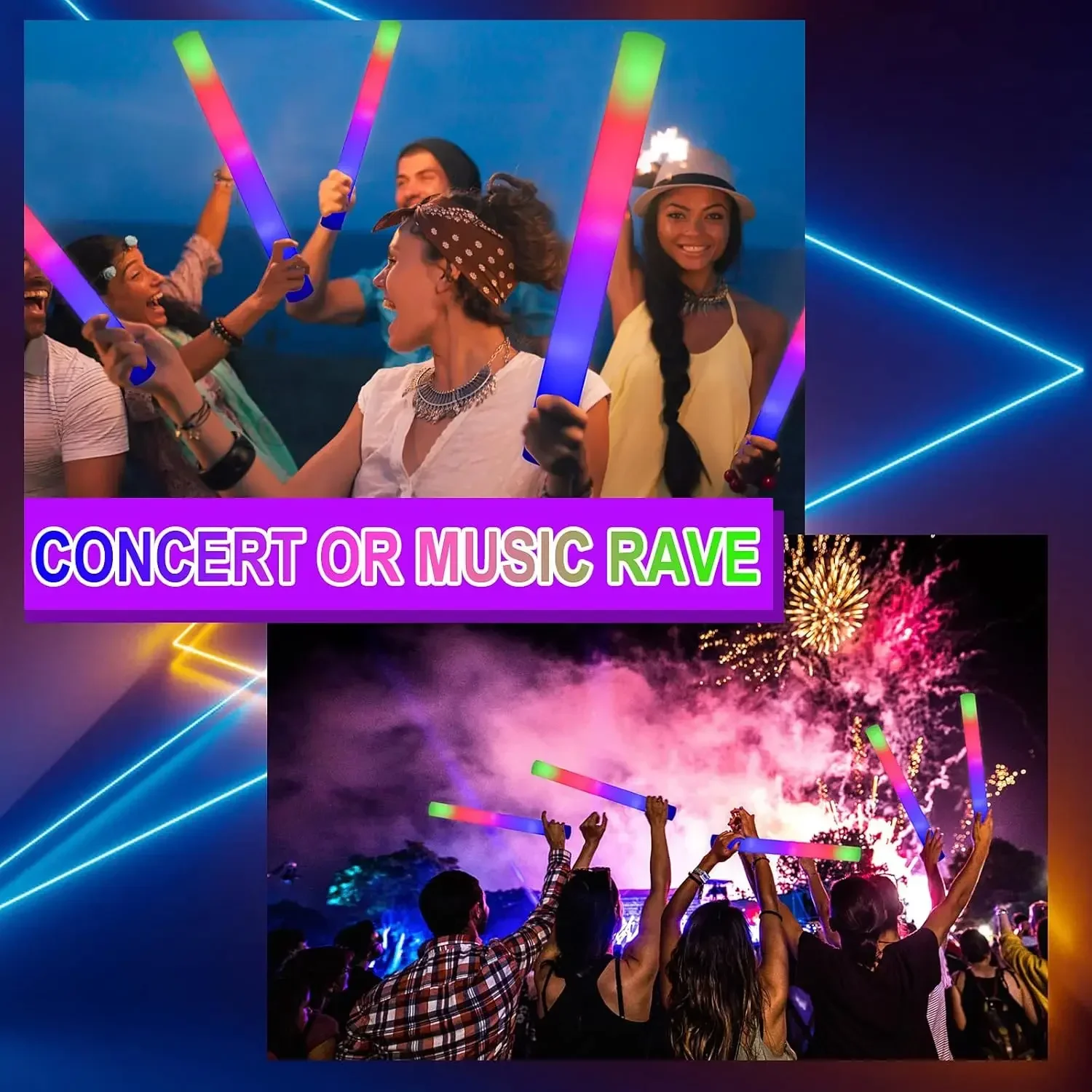 3Z-50PCS Led Foam Glow Sticks  - Flashing Led Foam Sticks Party recensie en prijs